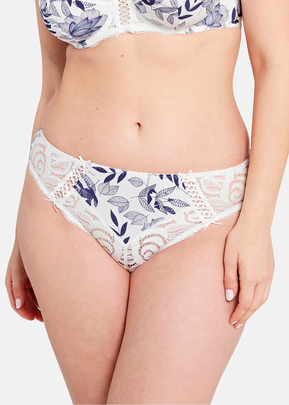 Slip Sans Complexe Imprim Feuillage Bleu Ruban