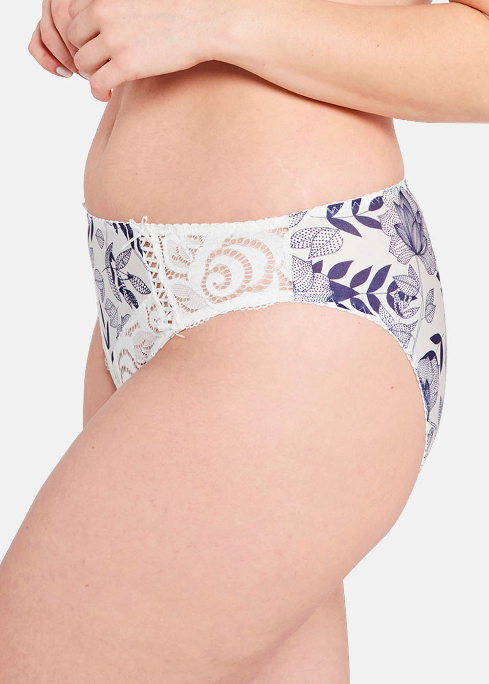 Slip Sans Complexe Imprim Feuillage Bleu Ruban